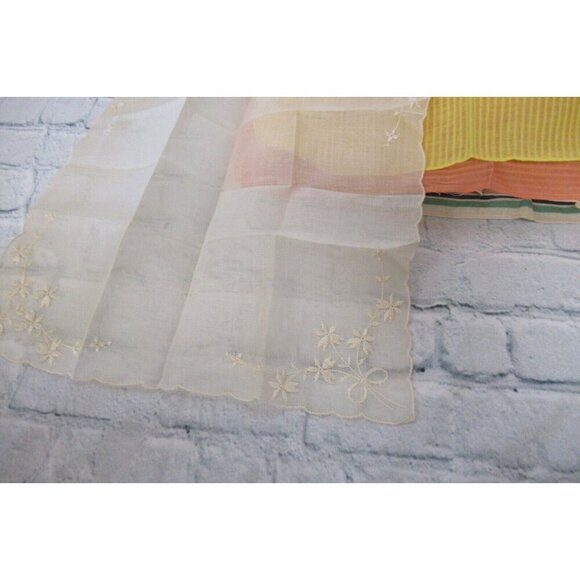 Vintage MCM Handkerchiefs Lot 10 Lace Embroidered Prints Solids Mix Some In Box - Picture 9 of 16